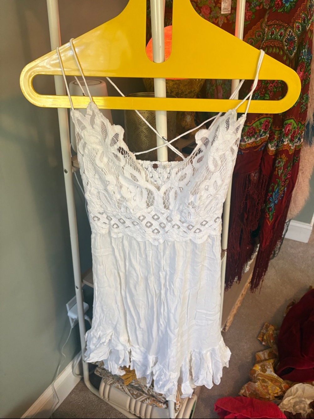 Free People Adela White Lace Sundress with Strappy Back